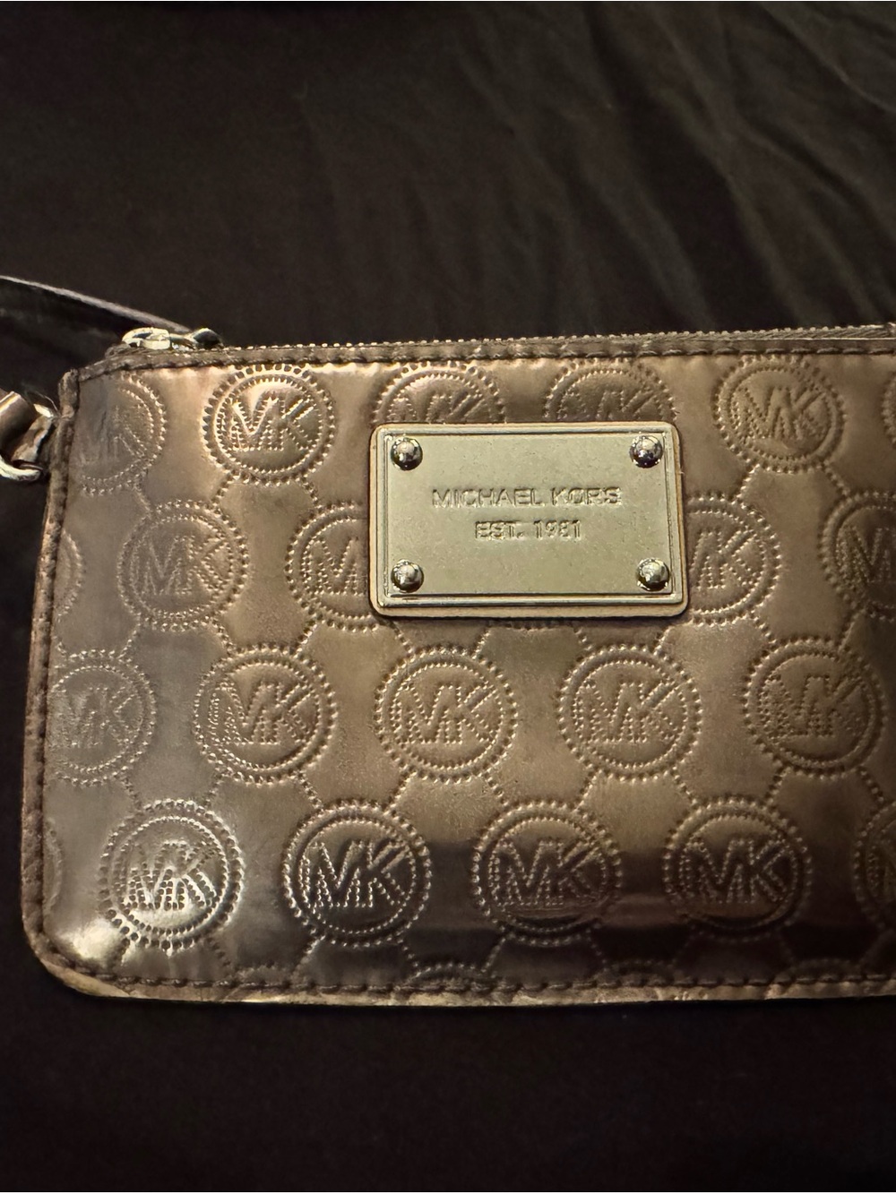 Michael Kors Metallic Bronze Embossed MK Wristlet